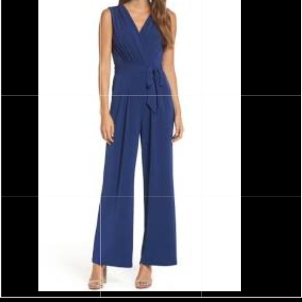 Vince Camuto Faux wrap Jersey Jumpsuit, XL, Black
